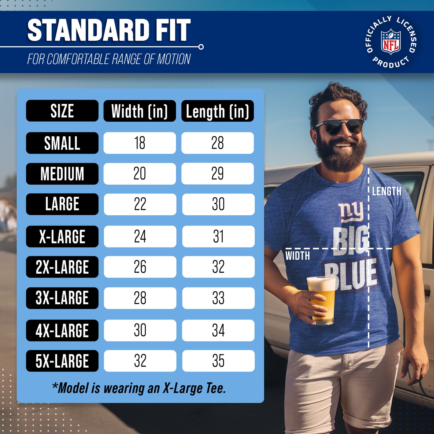 New York Giants NFL Adult Team Slogan Unisex T-Shirt - Royal