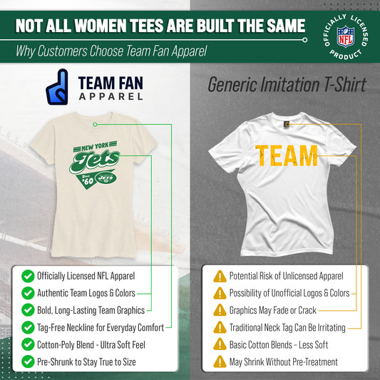 New York Jets NFL Womens Vintage Charm T-Shirt Short Sleeve - Birch