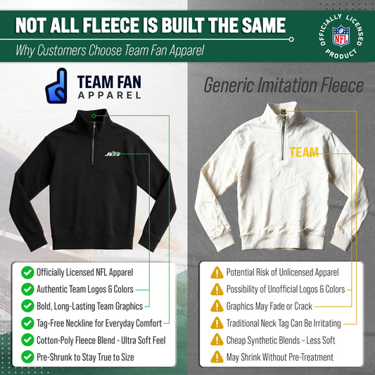 New York Jets NFL Men's Quarter Zip Fleece Pullover Unisex Sweatshirt - Black