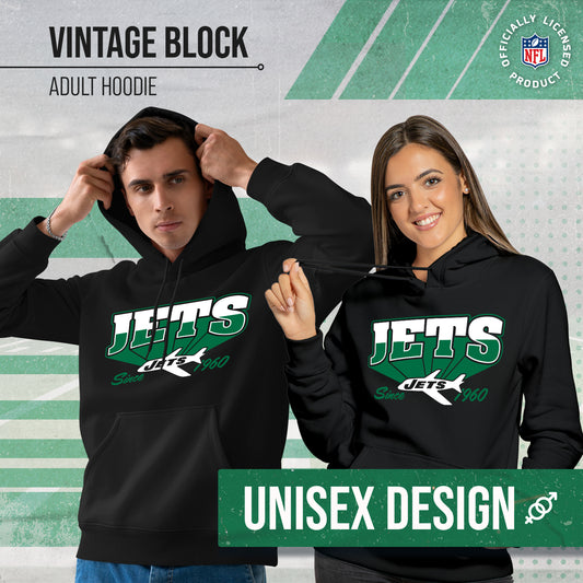 New York Jets Vintage Block Fleece Hoodie - Black