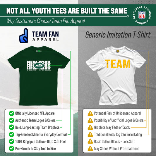New York Jets NFL Youth Repeating Logo Football T-Shirt - Forest Green