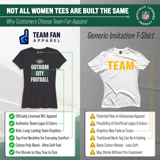 New York Jets Women's NFL Team Slogan Short Sleeve T-Shirt - Charcoal
