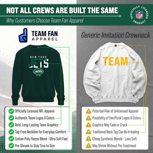 New York Jets NFL Color Block Fleece Crewneck - Forest Green