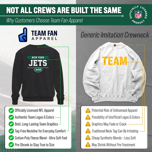 New York Jets NFL Team Block Crewneck Sweatshirt - Charcoal