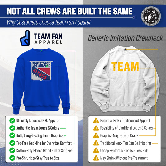 New York Rangers NHL Retro Logo Fleece Crewneck Sweatshirt Men Women - Royal Heather