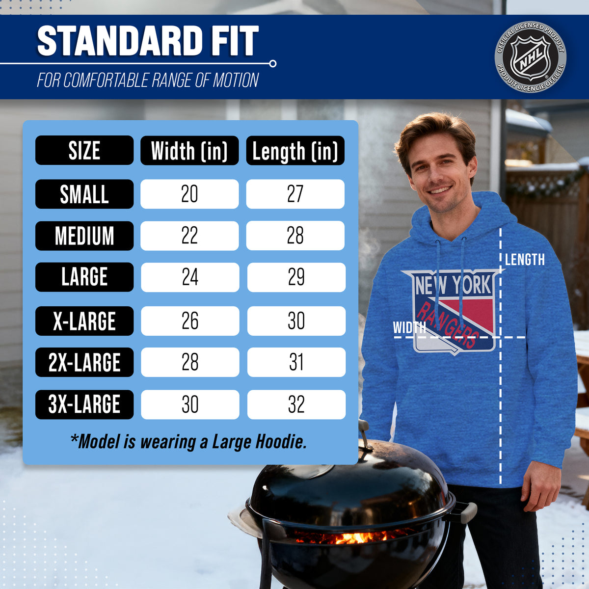 New York Rangers Retro Logo Fleece Hoodie - Royal Heather