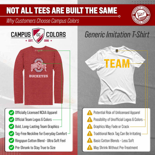Ohio State Buckeyes Logo Long Sleeve Shirt Men Women NCAA Licensed - Red