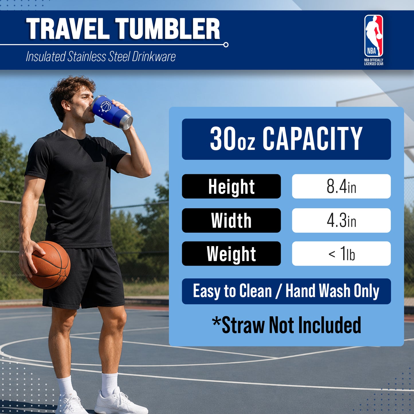 Orlando Magic NBA Basketball 30oz Stainless Steel Vacuum Insulated Game Day Tumbler with Silicone Grip - Royal