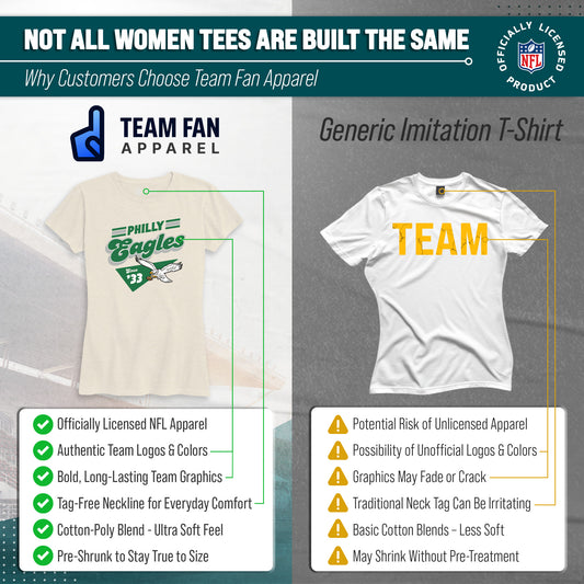 Philadelphia Eagles NFL Womens Vintage Charm T-Shirt Short Sleeve - Birch