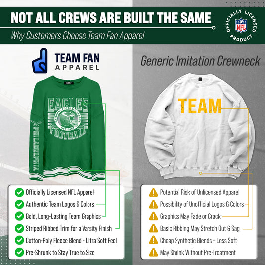 Philadelphia Eagles NFL Men's Franchise Striped Rib Oversized Crewneck - Kelly Green