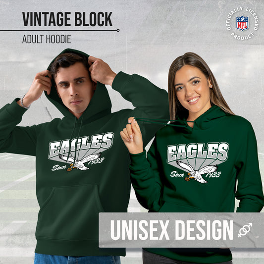 Philadelphia Eagles Vintage Block Fleece Hoodie - Forest Green