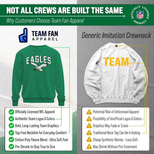 Philadelphia Eagles NFL Home Team Fleece Crewneck Sweatshirt Men Women - Kelly Green