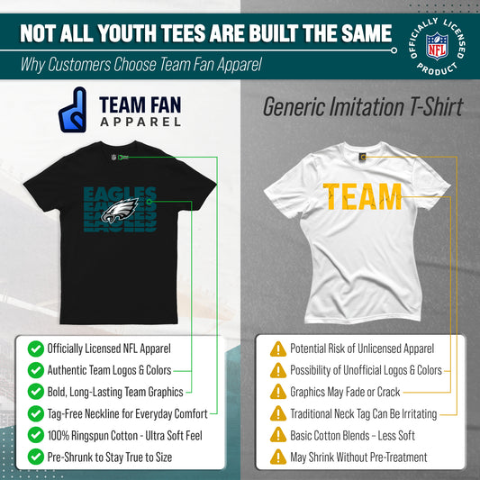Philadelphia Eagles NFL Youth Repeating Logo Football T-Shirt - Black