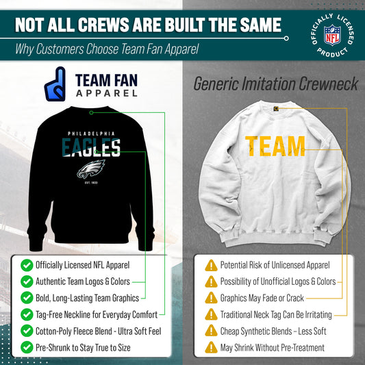 Philadelphia Eagles NFL Color Block Fleece Crewneck - Black