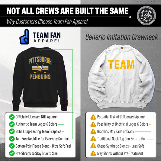 Pittsburgh Penguins NHL Faceoff Fleece Crewneck Sweatshirt Licensed - Black