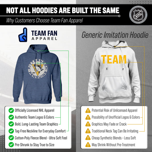 Pittsburgh Penguins Retro Logo Fleece Hoodie - Navy Heather