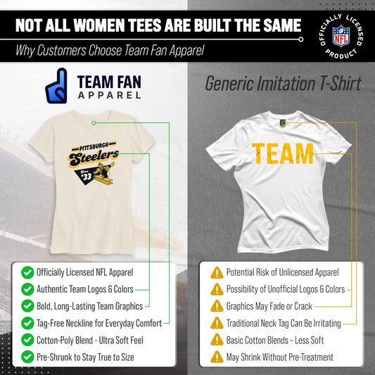 Pittsburgh Steelers NFL Womens Vintage Charm T-Shirt Short Sleeve - Birch