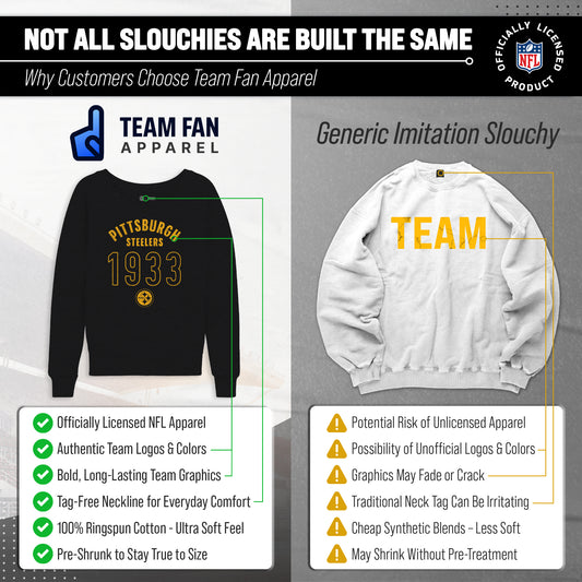 Pittsburgh Steelers NFL Womens Big Date French Terry Slouchy Top - Black