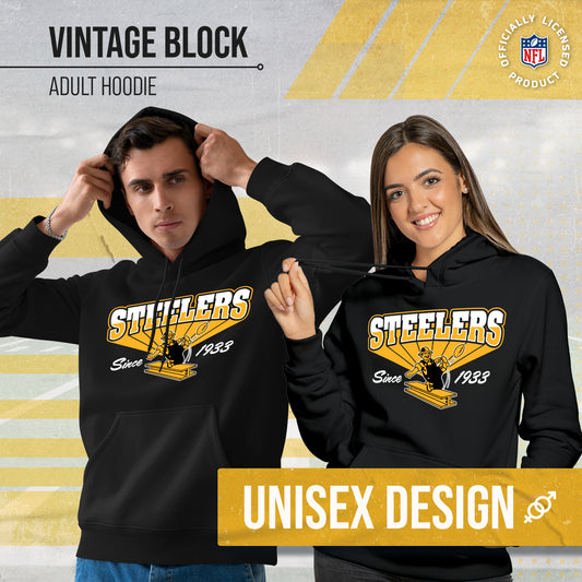 Pittsburgh Steelers Vintage Block Fleece Hoodie - Black