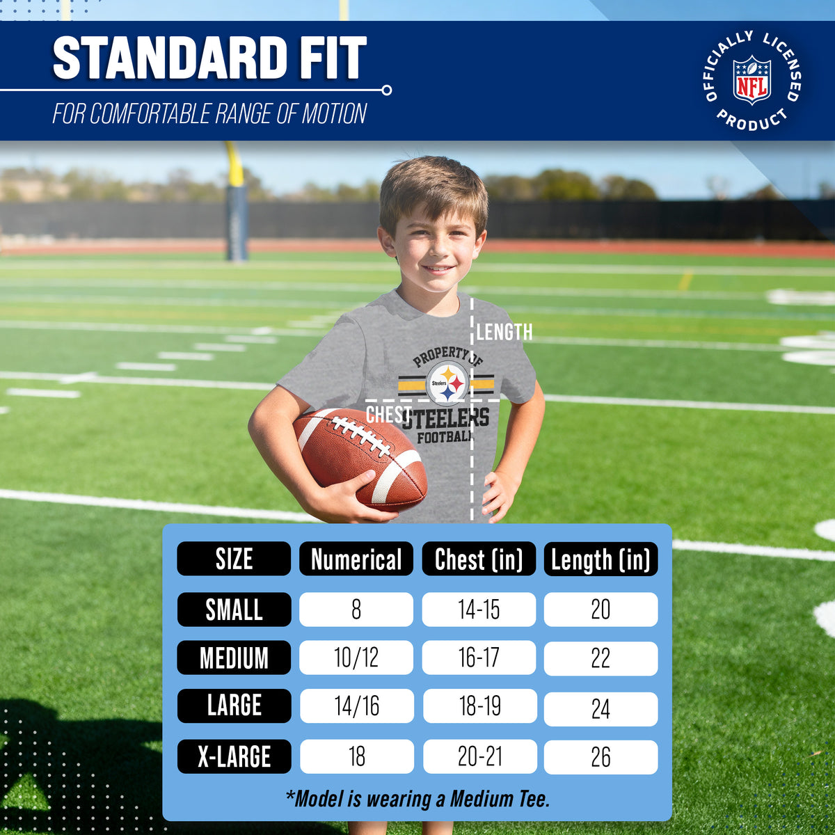 Pittsburgh Steelers NFL Youth Property Of Short Sleeve Lightweight T Shirt - Sport Gray