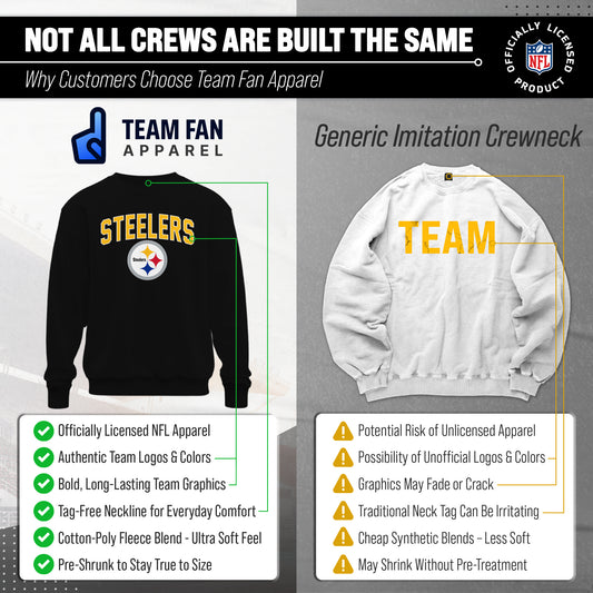 Pittsburgh Steelers NFL Home Team Fleece Crewneck Sweatshirt Men Women - Black