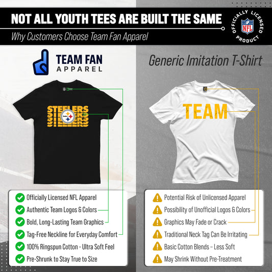 Pittsburgh Steelers NFL Youth Repeating Logo Football T-Shirt - Black