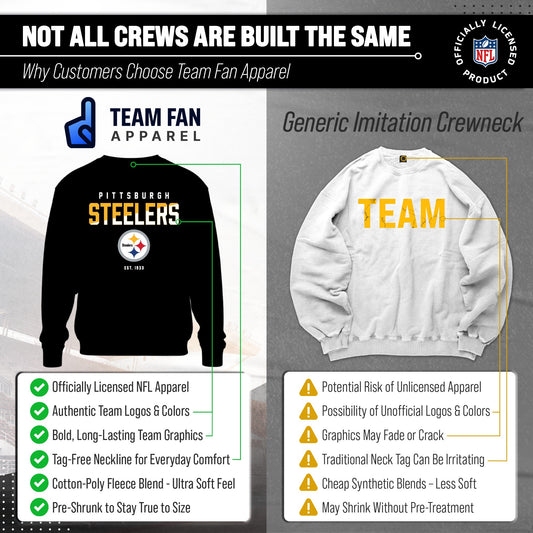 Pittsburgh Steelers NFL Color Block Fleece Crewneck - Black