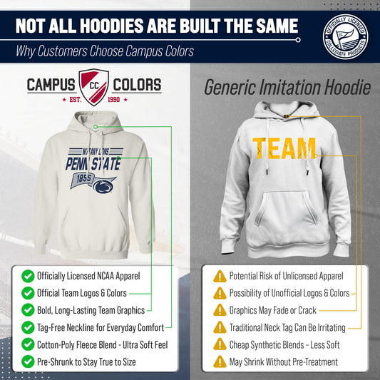 Penn State Nittany Lions NCAA Varsity Club Pennant Hoodie Fleece Men Women - Off White