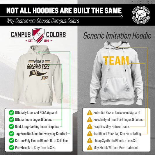 Purdue Boilermakers NCAA Varsity Club Pennant Hoodie Fleece Men Women - Off White