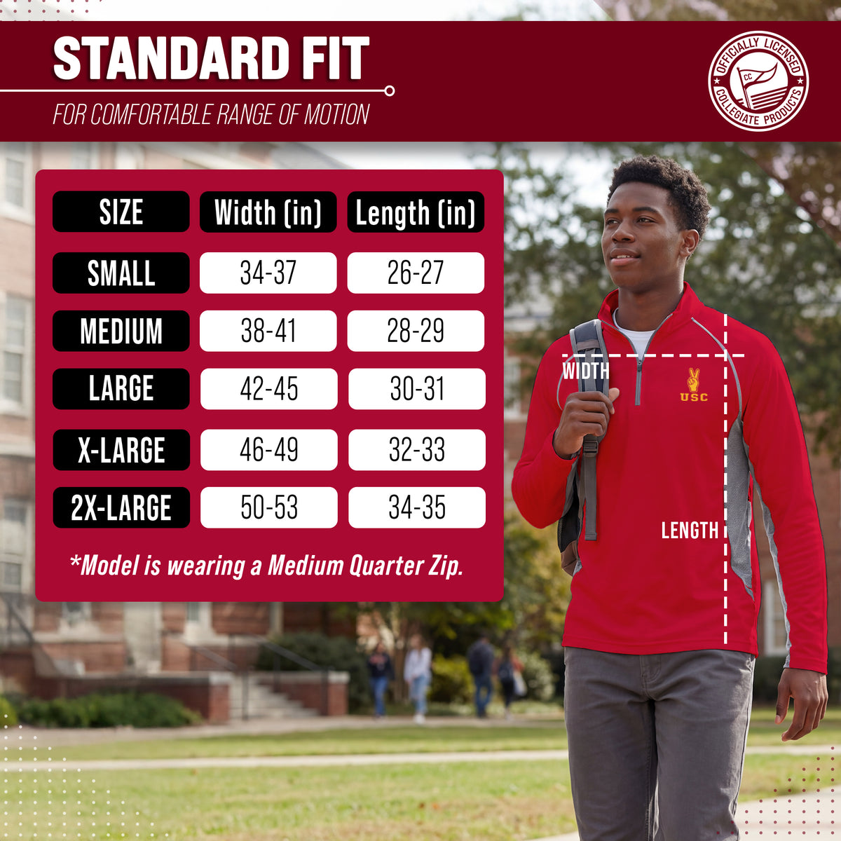 USC Trojans Campus Classic 1/4 Zip Windshirt Men's Pullover - Cardinal
