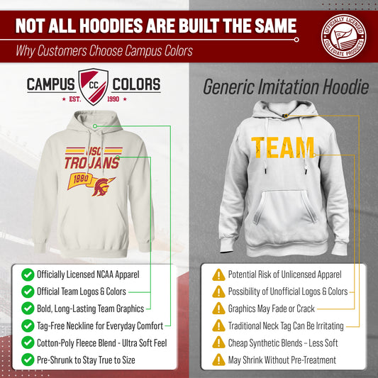 USC Trojans NCAA Varsity Club Pennant Hoodie Fleece Men Women - Off White