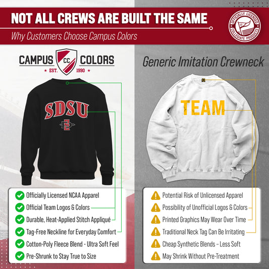 San Diego State Aztecs NCAA Tackle Twill Crewneck Sweatshirt Men Women - Black