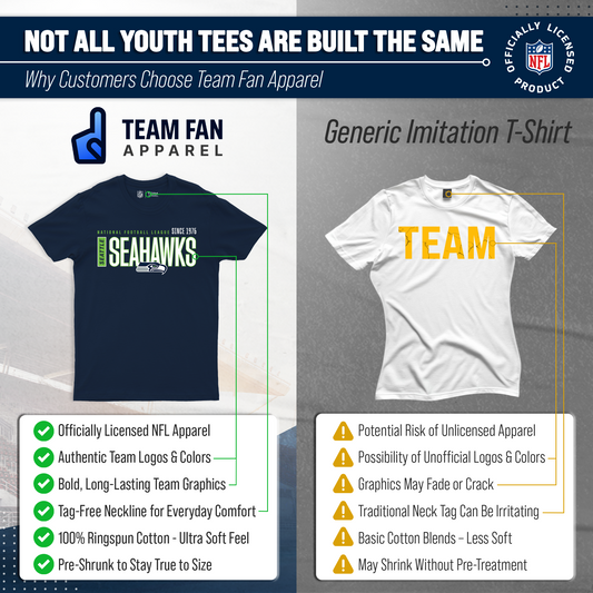 Seattle Seahawks NFL Youth Modern Endzone T-Shirt Unisex Boys Girls - Navy