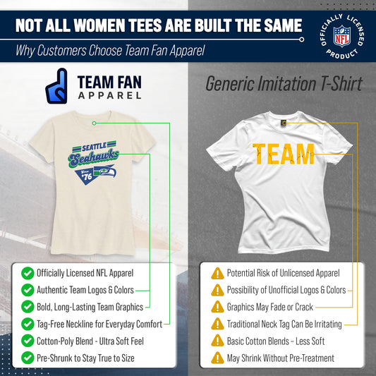 Seattle Seahawks NFL Womens Vintage Charm T-Shirt Short Sleeve - Birch