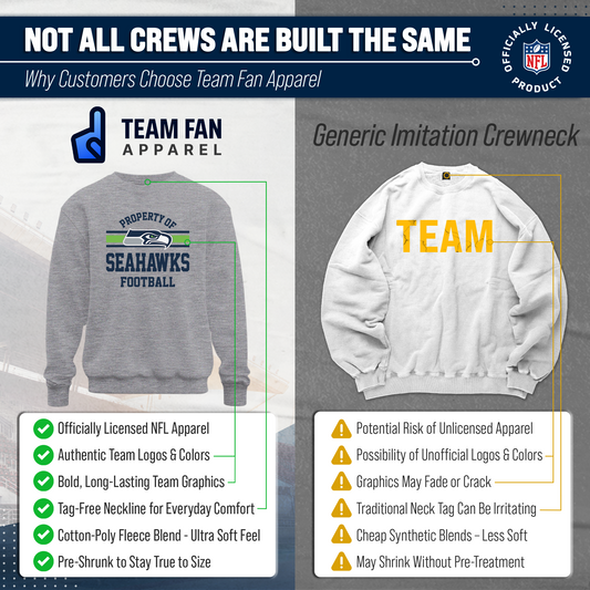 Seattle Seahawks NFL Property Of Crewneck Sweatshirt - Sport Gray