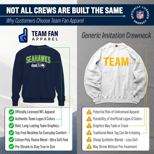 Seattle Seahawks NFL Home Team Fleece Crewneck Sweatshirt Men Women - Navy