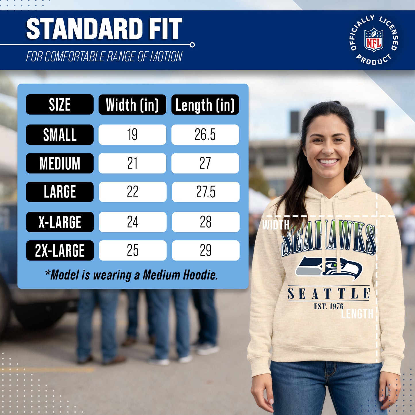 Seattle Seahawks Ladies NFL Starstruck Fleece Pullover Hooded Sweatshirt - Cream