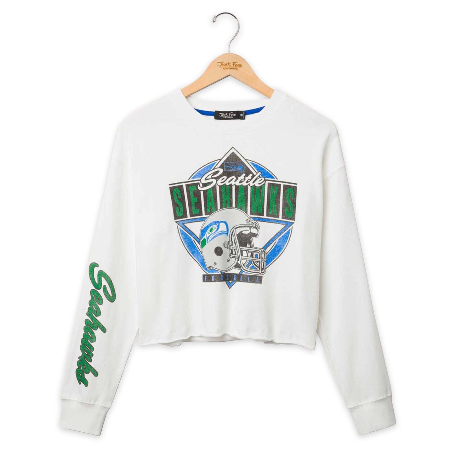 Seattle Seahawks Junk Food NFL Women's Franchise Vintage Crop Crewneck - White