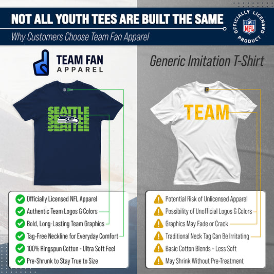 Seattle Seahawks NFL Youth Repeating Logo Football T-Shirt - Navy
