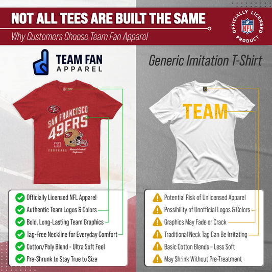 San Francisco 49ers NFL Distressed Helmet T-Shirt - Red Heather