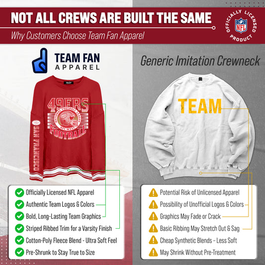 San Francisco 49ers NFL Men's Franchise Striped Rib Oversized Crewneck - Red