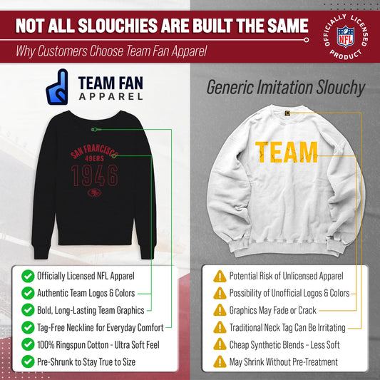 San Francisco 49ers NFL Womens Big Date French Terry Slouchy Top - Black