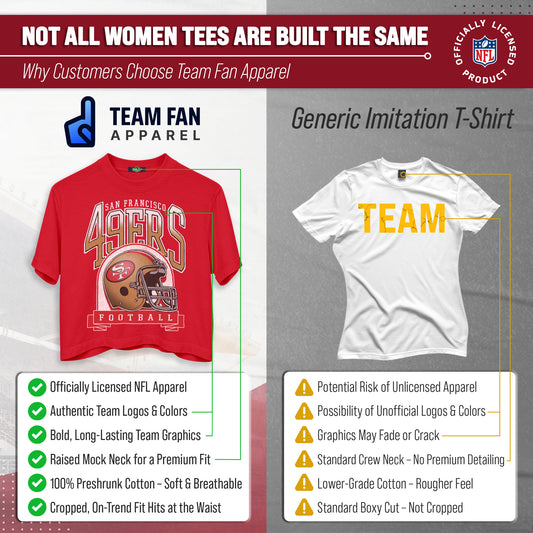 San Francisco 49ers Women's Franchise Helmet Crop T-Shirt Mock Neck - Red
