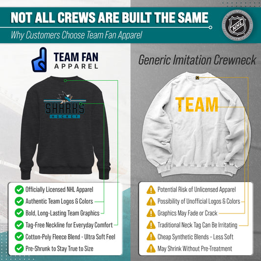 San Jose Sharks NHL True Fan Fleece Crewneck Sweatshirt Men Women - Charcoal