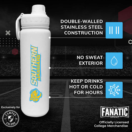 Southern University NCAA Stainless Steel Water Bottle - White