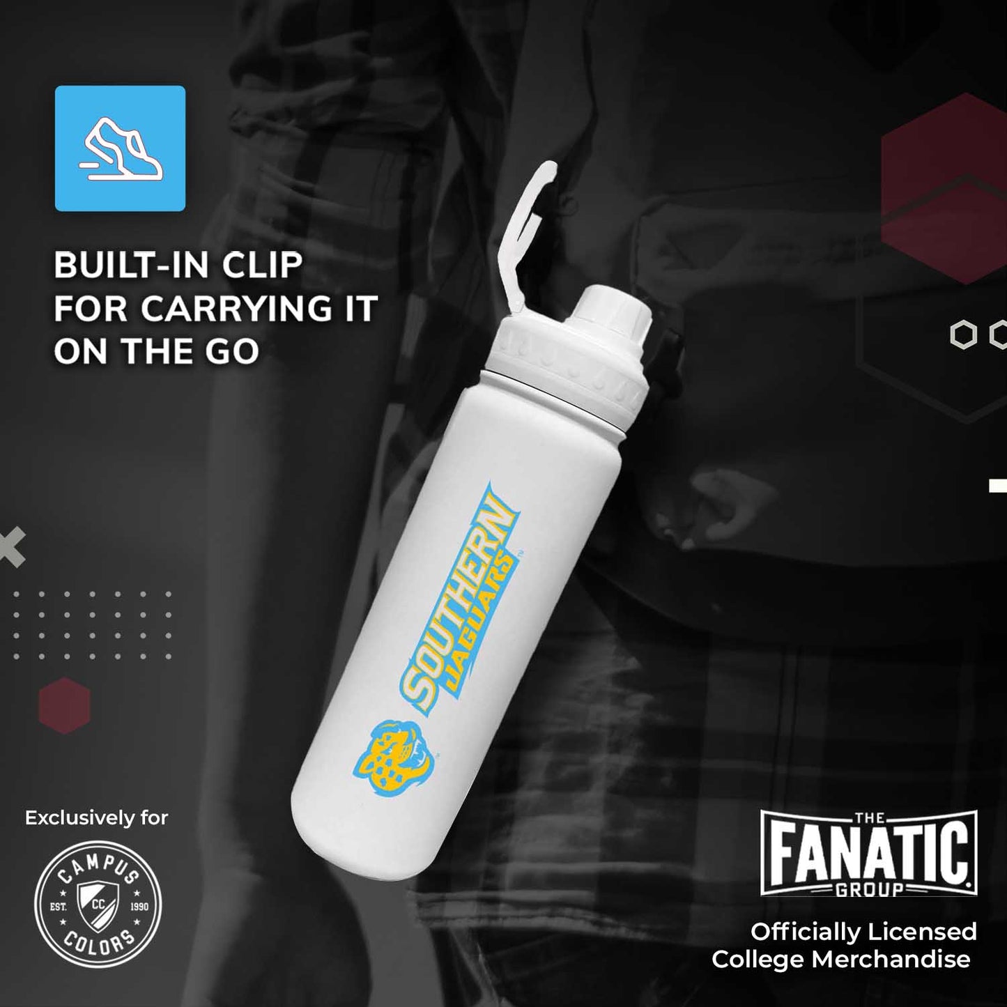 Southern University NCAA Stainless Steel Water Bottle - White