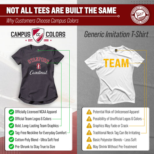Stanford Cardinal Women's NCAA Tailgate T-Shirt Tag-Free Heathered Tee - Black Heather