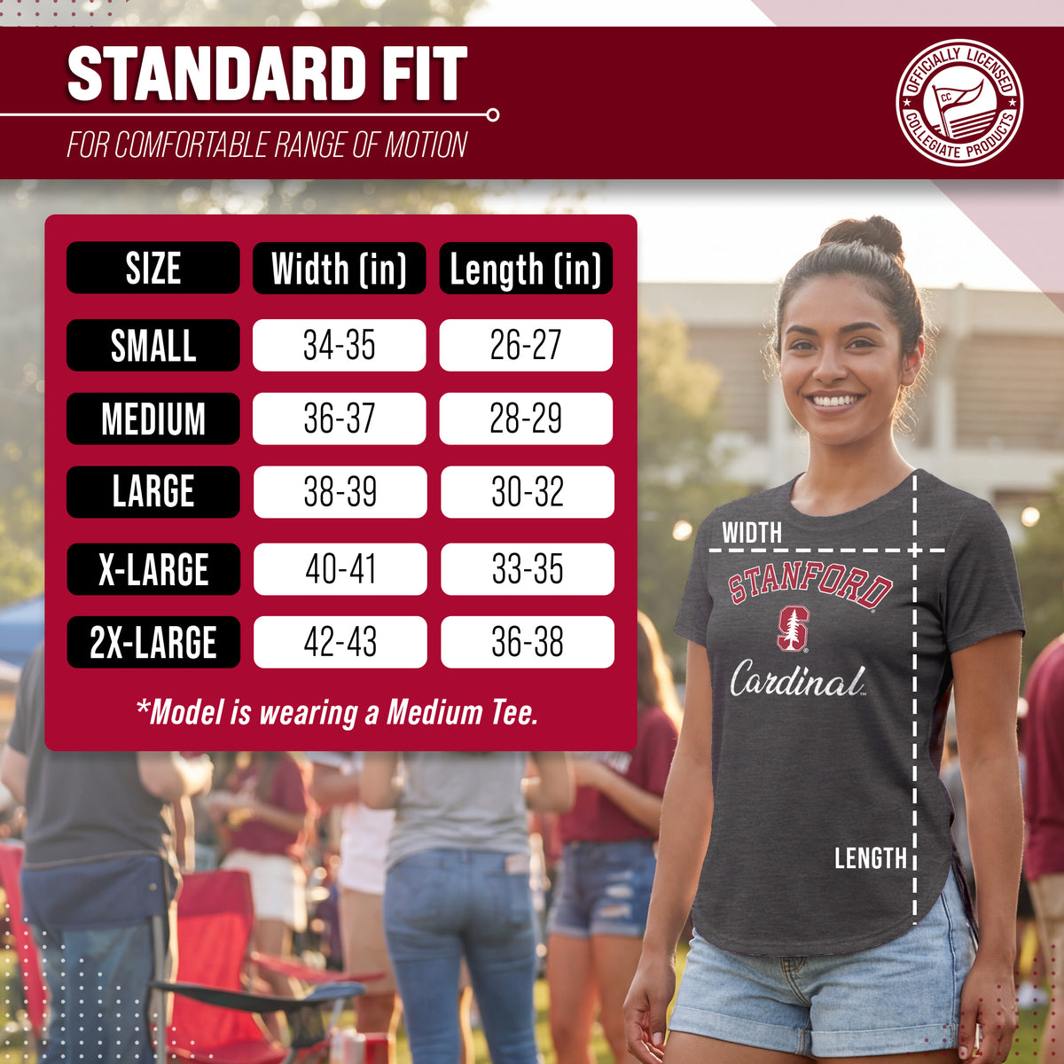 Stanford Cardinal Women's NCAA Tailgate T-Shirt Tag-Free Heathered Tee - Black Heather