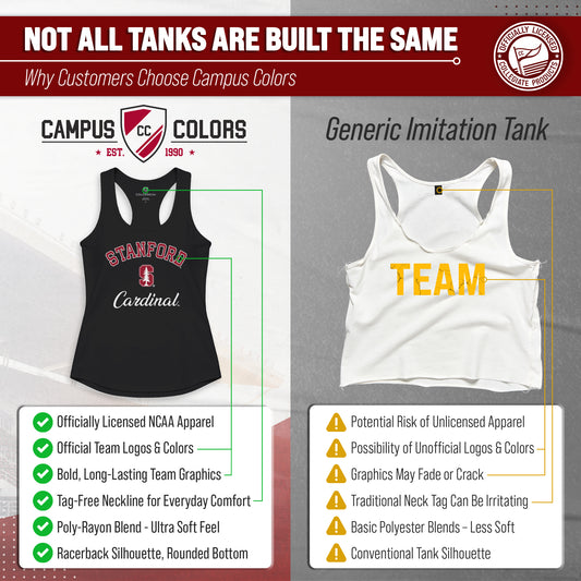 Stanford Cardinal Women's Tailgate Racerback Tank Top NCAA Licensed - Black Heather