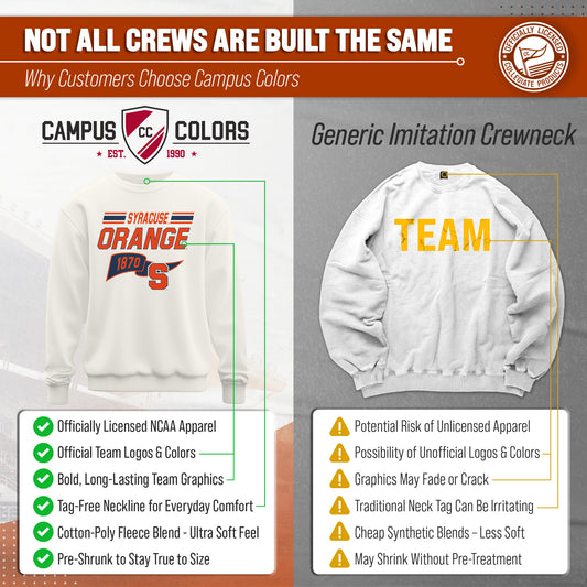 Syracuse Orange Varsity Pennant Crewneck Sweatshirt Men Women Fleece - Off White